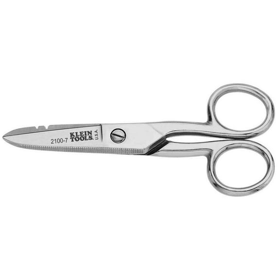 Klein Tools Electrician's Scissors Nickel Plated with Stripping Notches, 7", Silver