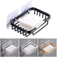 thumbnail image 3 of Metal Strong Suction Soap Dish Holder Bathroom Shower Bath Net Drain Case Tray, 3 of 3