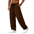 thumbnail image 2 of GrmtClth Mens Wide Leg Drawstring Pants Elastic Waist Loose Fit Casual Trousers Lightweight Breathable for Summer Daily Wear Coffee L, 2 of 8