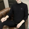 thumbnail image 3 of TFEOQRY Men's Crew Neck Textured Knit Sweater Soild Long Sleeve Casual Pullover Fall Winter Warm Top Black, 3 of 6