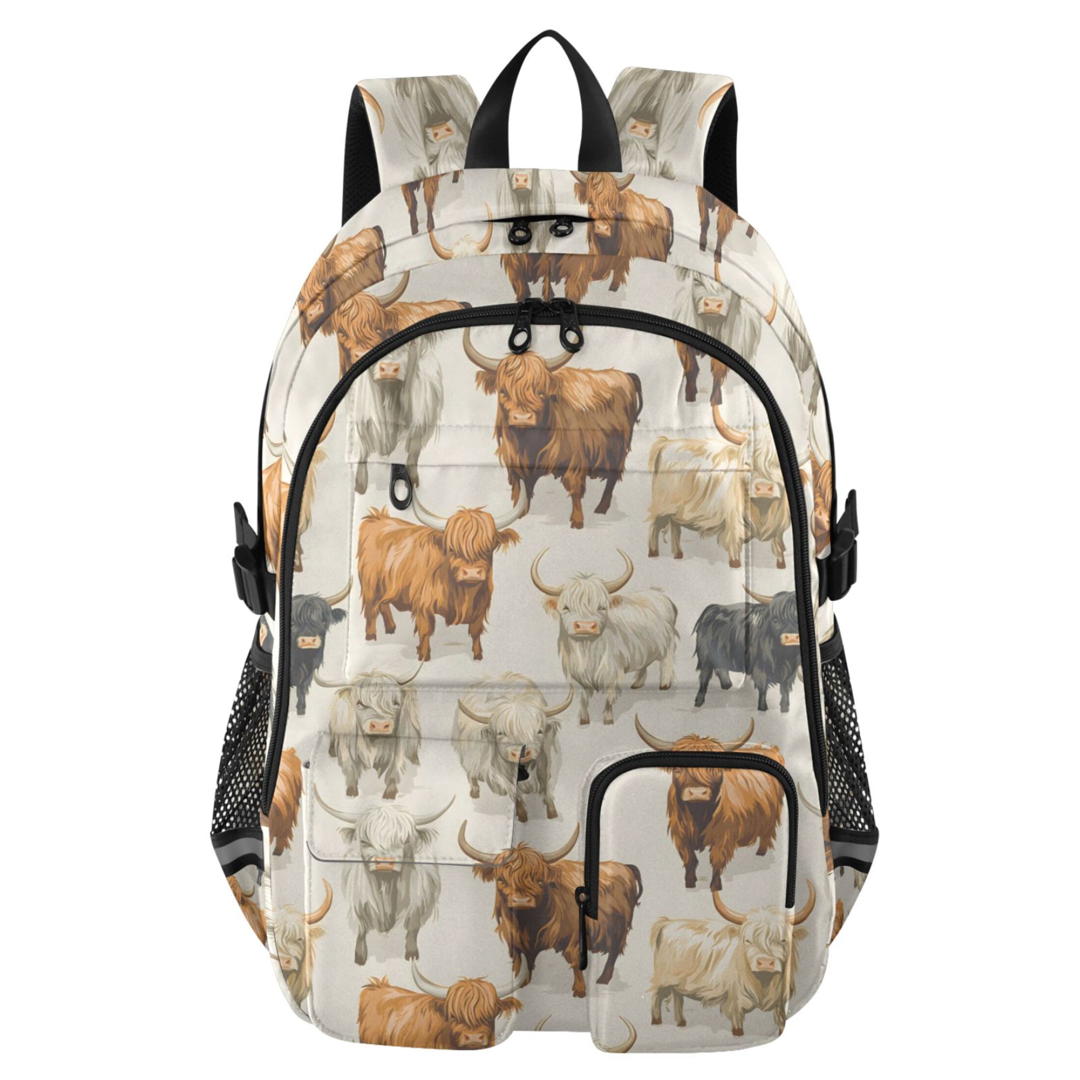 ALAZA Highland Cows Print Student Backpack School Bookbag Large Laptop Daypack Travel Bag