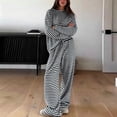 thumbnail image 6 of Usloyux Women's 2 Piece Striped Lounge Set Long Sleeve Pullover Top and Wide Leg Pants Matching Tracksuit Outfits with, Black M, 6 of 6