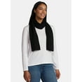 thumbnail image 2 of Time and Tru Women's Knit Scarf with Ribbed Trim, Black Soot, 2 of 3