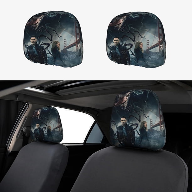 Venom Funda Protectora Universal para Reposacabezas de Coche, Funda Elástica para Reposacabezas de Asiento de Auto, Funda de Tela Antipolvo, Accesorios de Interior 2 Piezas