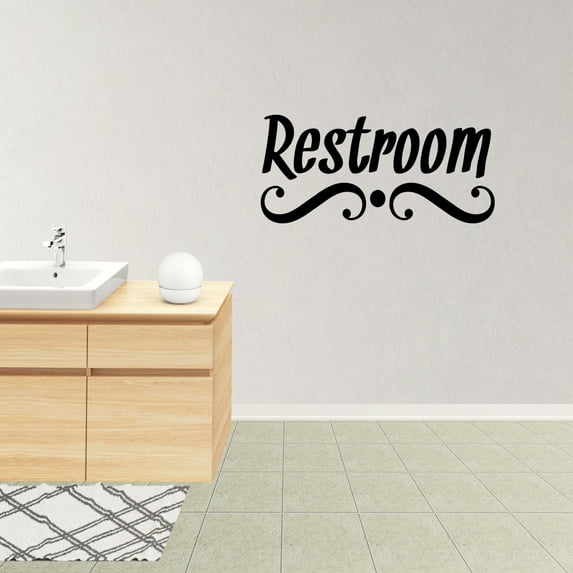 Empresal Restroom Bathroom Vinyl Wall Decal Quote Sticker Home Decor Black 28"Hx13"W JP795