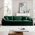 MidCentury Modern Green Corduroy 3Seater Sectional Sofa with Pillows