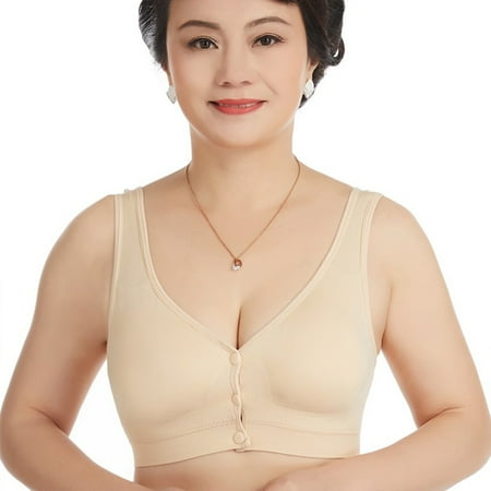 

KZKR Women s Front Buckle Nursing Bras No Steel Ring Vest Type Seamless Support Front Snap Maternity Vest Bra