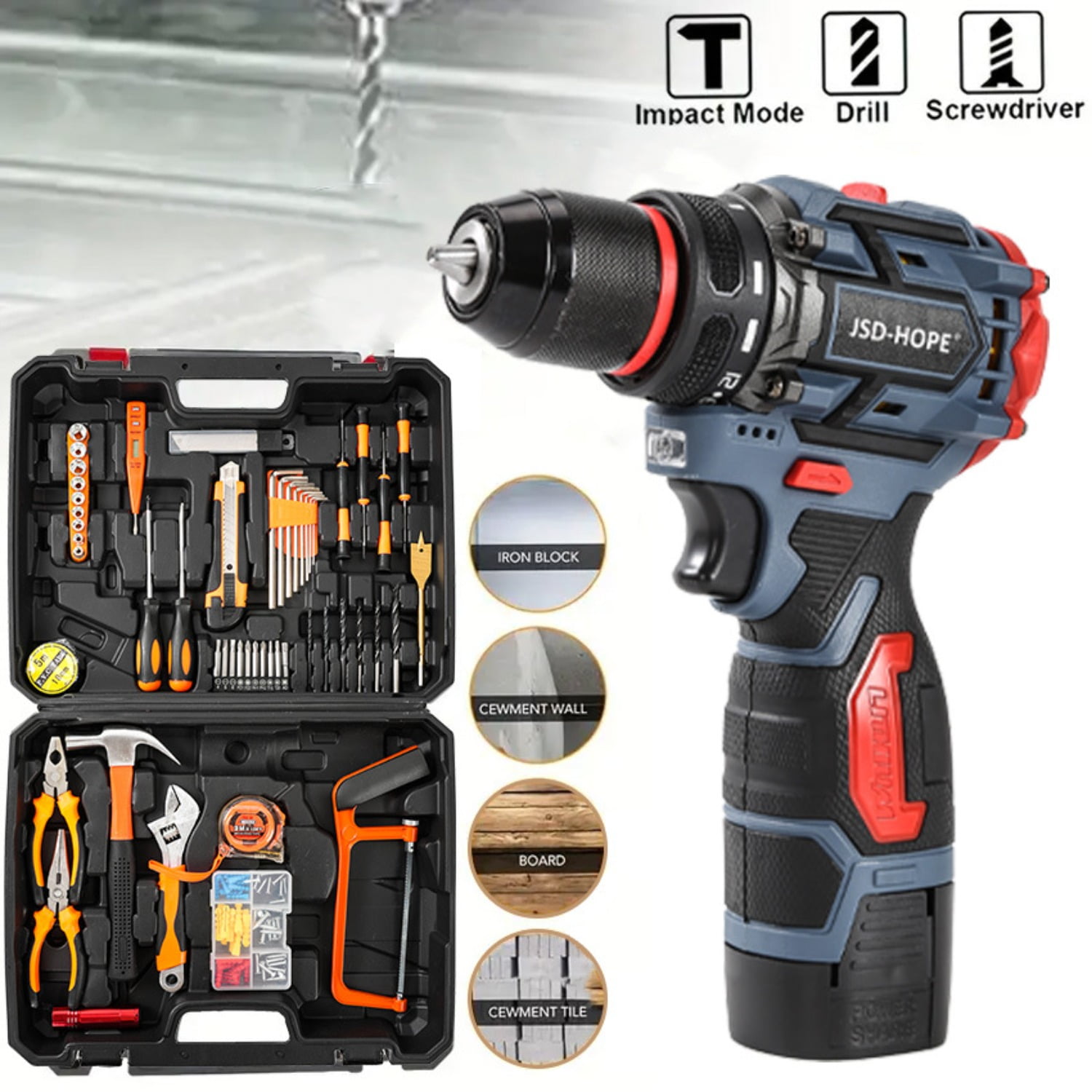 Brushless Cordless Drill&Impact Driver Combo-21V Lithium-Ion Multi-Function Hammer Drill with Electric Screwdriver Mode, Rechargeable Power Tool for Home DIY Projects