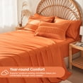 thumbnail image 3 of Davulos Tufted Comforter Set 7 Pieces Bed in a Bag Queen Size Shabby Chic Boho Comforter and Sheet Set with Pom Pom Textured Complete Bedding Set (Orange,Queen), 3 of 8