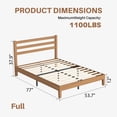 thumbnail image 4 of EDX Wood Full Size Bed Frame with Headboard - Walnut Finish, Solid Wood Slat Support System, No Box Spring Required, 4 of 7