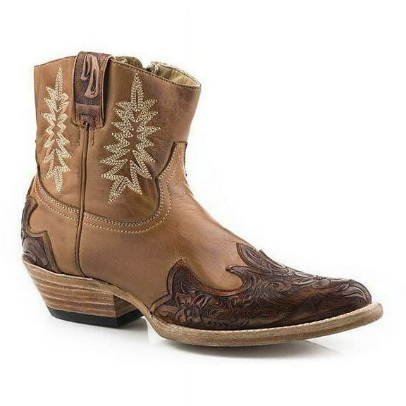 Women's Stetson Bea Leather Boots Handcrafted Tobacco