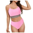 thumbnail image 3 of Linfrsh Bathing Suit for Women Tummy Control,Modest High Waisted Bikini Sets Cute Halter 2 Piece Swim Suit 2024 Light Pink,M, 3 of 7
