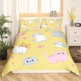 thumbnail image 2 of Erosebridal Cartoon Cat Comforter Cover Set Twin Size Colorful Cats Bedding Set For Teen Cute Kitten Paw Print Duvet Cover Zipper,Colorful Kawaii Cats Bedspread Cover Yellow 2 Pcs, 2 of 6