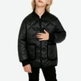 thumbnail image 2 of Kids Winter Jackets No Hood Thick Quilted Puffer Coat with Pockets for Boys Girls 3-15 Years Warm Outerwear (3-4 Years, Black), 2 of 7