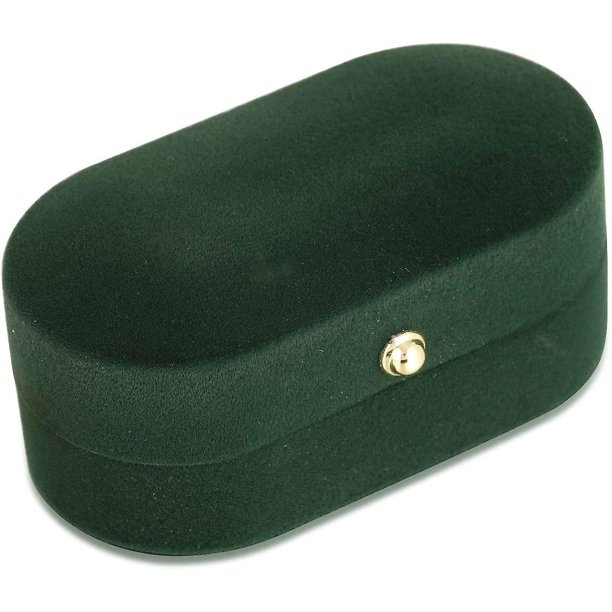 Caja de anillo de terciopelo verde Vintage, caja de almacenamiento de exhibición de joyería para 2 anillos de compromiso de boda Jb1007