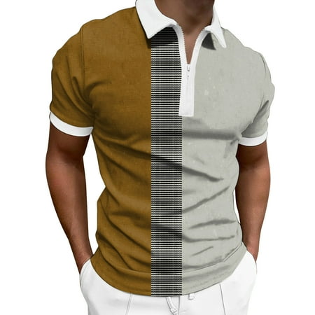 

Pianpianzi Yoga Shirts with Short Sleeves Scrub Tops Printed Striped Long Sleeve Shirt Men Mens Spring And Summer Fashion Lapel Zipper Short Sleeve Printed T Shirt Shirt Top