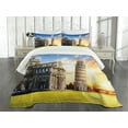 thumbnail image 3 of Ambesonne Italy Quilted Bedspread Set 3 Pcs, Place of Miracoli Complex, King Size, Multicolor, 3 of 5