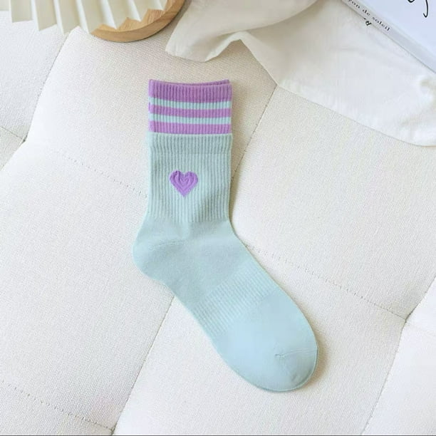 Zhuge 3 pares de calcetines finos de algodón para mujer, calcetines de algodón suave para mujer por encima del tobillo (azul)