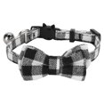 thumbnail image 1 of Cats Cute Bowknot Collars Plaid Tie Soft Cloth Bowtie with Bell Pets Decoration SuppliesBlack White, 1 of 1