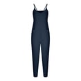 thumbnail image 5 of safuny Women's Cotton Linen Jumpsuit Fall Girls Trendy Solid Casual Retro Relaxed Sleeveless Square Neck Baggy Pocket Button Trousers Navy M, 5 of 8
