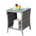 thumbnail image 6 of Olurrisa Outdoor Coffee Table 19.25" Square - Clear Tempered Glass Top with Grey PE Rattan Base, 120lb Capacity All-Weather Patio Furniture for Garden & Deck, 6 of 11