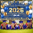 thumbnail image 5 of 5.9x3.6FT Blue and Gold Graduation Backdrop Congratulations Graduate Background Blue Gold Class of 2026 Prom Graduation Party Decorations Banner Supplies Photo Booth Props, 5 of 7