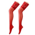 thumbnail image 3 of Women's Thigh High Stockings Lace Top Sheer Thigh High Silk Stockings Over The Knee Socks, 3 of 6