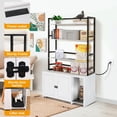 thumbnail image 3 of AOILE 60-Inch Tall Cat Litter Box Enclosure – Wooden Hidden Cat Furniture with Shelves, 2 Doors, Sockets & Pull-Out Tray, 3 of 9