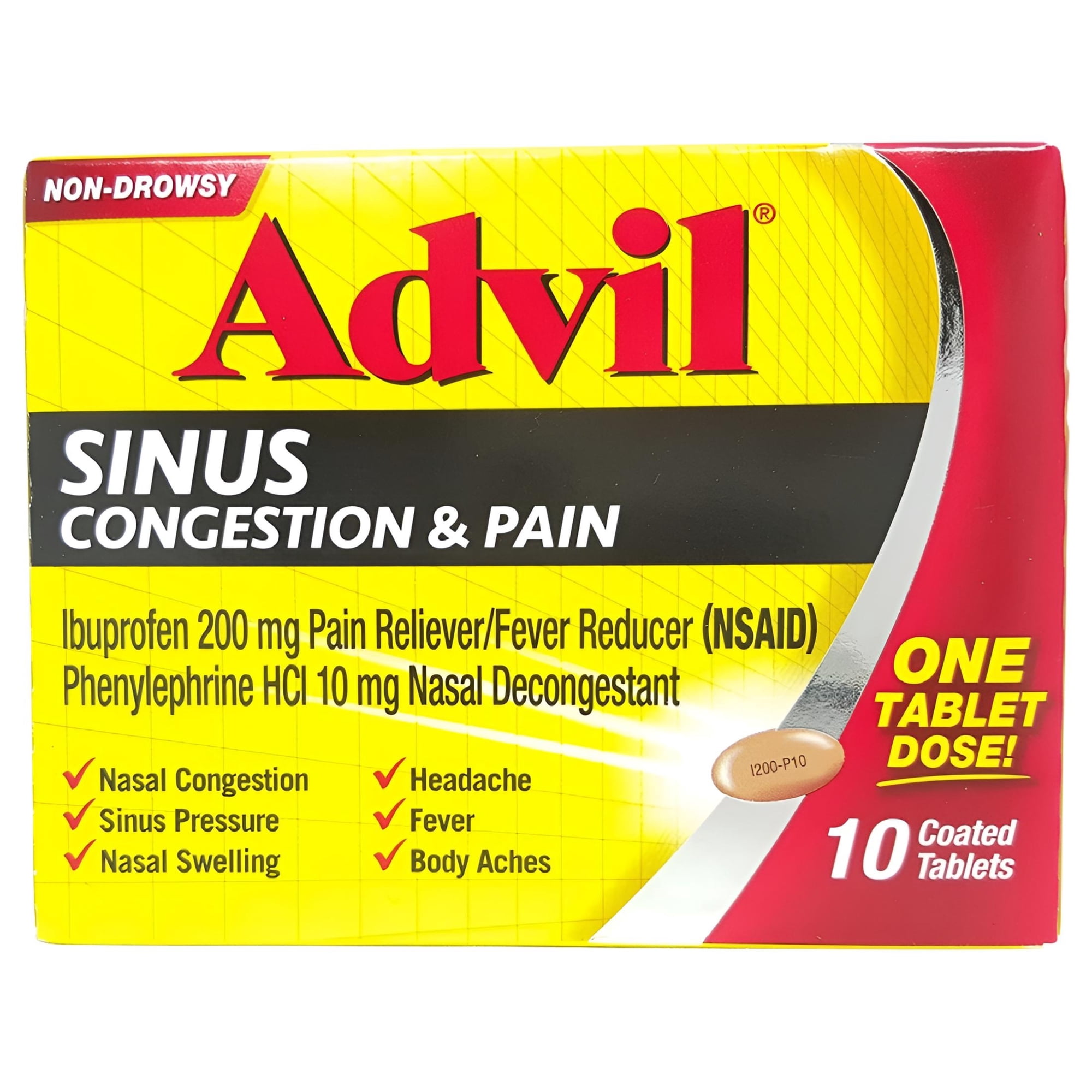 Advil Sinus Congestion & Pain Relief, Pain & Fever Reducer, 10 Ct