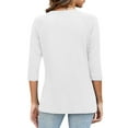 thumbnail image 2 of ZHENHONG Long Sleeve T Shirt Women Womens Tops Casual 3/4 Sleeve Crew Neck Shirts Loose Fit Tunic Blouses Summer Tees,White Women Blending Shirts XXL, 2 of 6