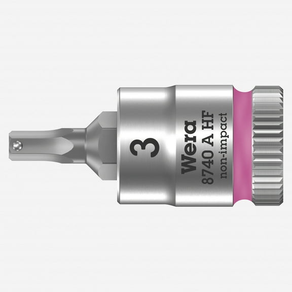 Wera 003332 8740 A Zyklop Bit Socket with 1/4" Drive with Holding Function , 3.0 x 28 mm