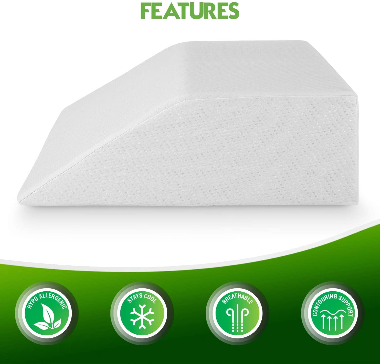 Kepooman Foam Wedge Support Pillow, Massage Back Lumbar Memory Pillow