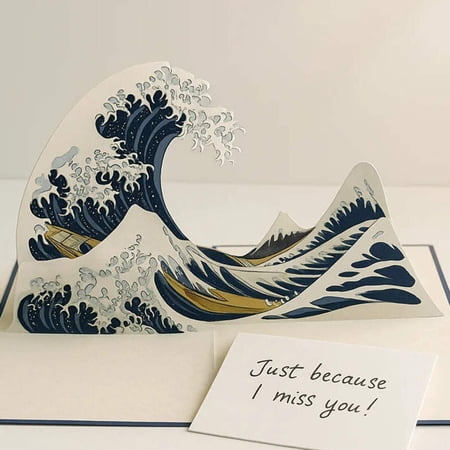 The Great Wave off Kanagawa 3D Pop Up Greeting Card For Everyday, Birthday, Thank You, Love, Thinking of You, All Occasion or Just Because | 5" x 7" Includes Envelope and Note