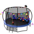 thumbnail image 3 of Mersco 12FT Trampoline Outdoor with Ladder, Flags and Balloons, Heavy Duty Rebounder Trampoline for Kids with Enclosure Net, Basketball Hoop, Blue, 3 of 8