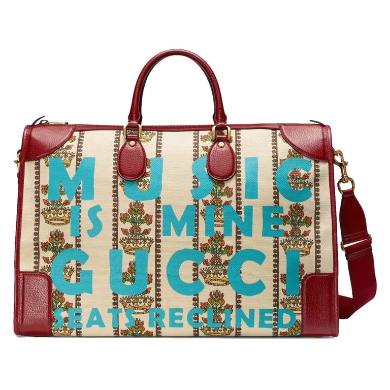 Gucci 21.5 x 13.8 x 8.3 inches acquard Leather Duffel Bag, dust 