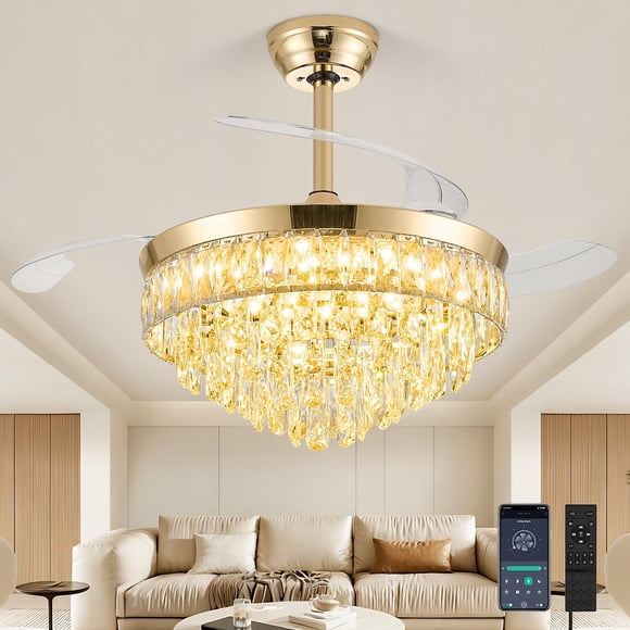 Ventilador de Techo Tipo Candelabro Deliyfans 42'' con Luces Dorado