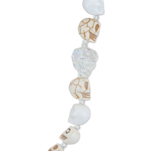 John Bead Assorted Skull Bead Strand - White, 6-1/2" Length