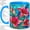 Blue, variant on Pink Lily Coffee Mug, Stained Glass Floral Art, Bright Daily Sips for Tea