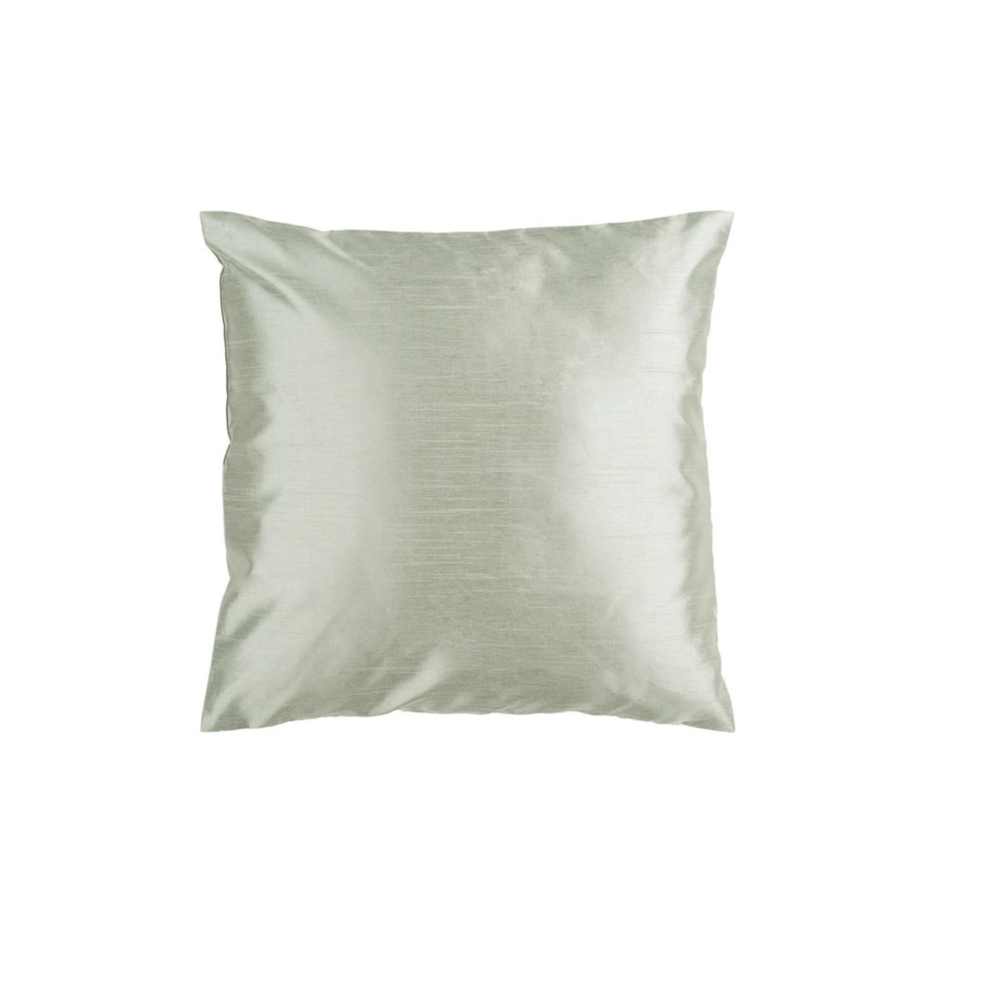 18 Shiny Solid Silver Seafoam Green Decorative Throw Pillow