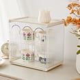 thumbnail image 6 of Twinkseal Visible Cup Holder with Removable Partition Plastic Cup Storage Rack with Removable Partition Dustproof Door Transparent Organizer for Water Cups Tea, 6 of 7
