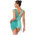 thumbnail image 2 of dPois Robe de Danse Sans Manches Irrégulière pour Femmes Justaucorps de Ballet Patinage Artistique Robe de Danse Moderne Vert m, 2 of 5