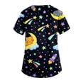 thumbnail image 6 of Kixjoy Cute Scrubs for Women Plus Size Short Sleeve V Neck Nurse Scrubs Animal Printed Stretchy Medical Shirt Casual Lightweight Womens Uniform Tops with Pockets, Dark Purple XL, 6 of 6
