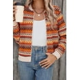 thumbnail image 4 of Women's Orange Boho Striped Zip Up Long Sleeve Jacket - Stylish and Versatile Outerwear - [ZhiHiMeRi] | (US 12-14)L, 4 of 12
