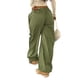 thumbnail image 4 of Pantalones de chándal de pierna ancha para mujer Pantalones holgados de cintura alta de calle con múltiples bolsillos Nituyy Color verde, café. Pantalones de chándal informales para mujer., 4 of 5
