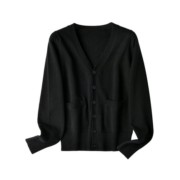 Black v neck cardigan women's hot sale