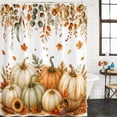 thumbnail image 2 of Fall Pumpkins Bathroom Shower Curtains with 12 Hooks Polyester Waterproof Shower Curtain for Stalls and Bathtubs Thanksgiving Harvest Eucalyptus Maple Leaf Decorative Bathroom Curtain 36x78 Inches, 2 of 9