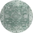 thumbnail image 1 of Ahgly Company Machine Washable Indoor Round Contemporary Grayish Turquoise Green Area Rugs, 4' Round, 1 of 7