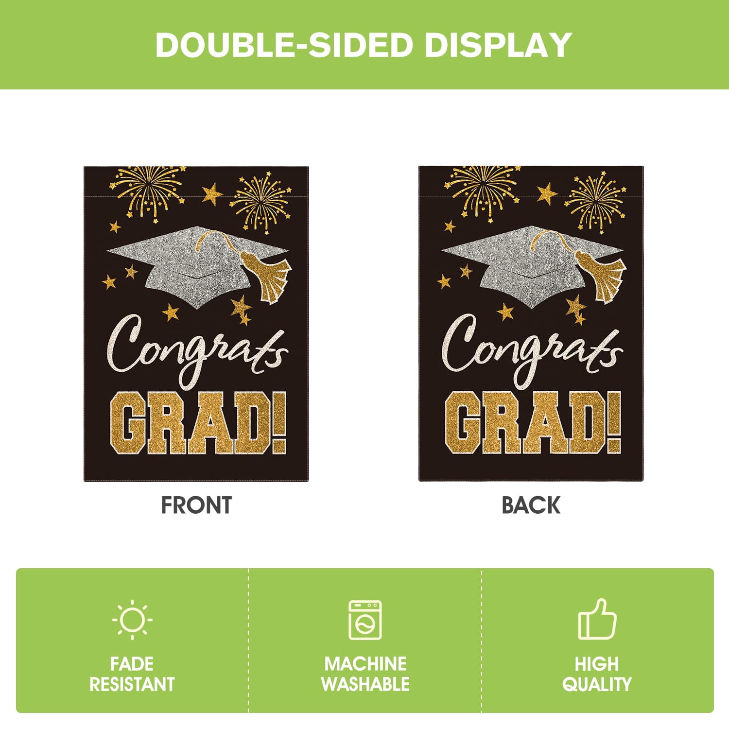 2026 Graduation Garden Flag Congratulations Graduation Ceremony Courtyard Outdoor Decoration 12 x 18 inches Graduation Diploma Hat Graduation Decoration
