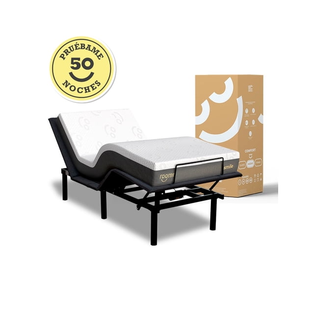 Cama Individual Eléctrica + Colchón Individual De Memory Foam Roomi Smile