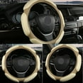 thumbnail image 4 of 38Cm Car Steering Wheel Cover Anti-Slip Sandwich Sport Type Protector Breathable Beige, 4 of 9